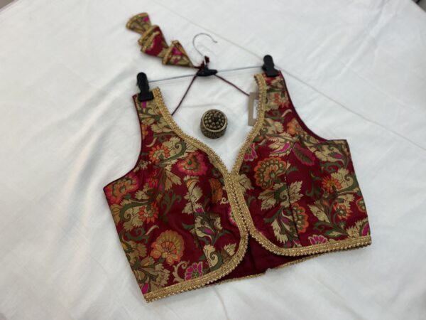 Semi Banarasi Saree Blouse (Sleeves Attachable) - Image 7