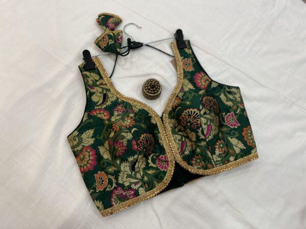 Semi Banarasi Saree Blouse (Sleeves Attachable) - Image 6