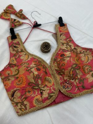 Semi Banarasi Saree Blouse (Sleeves Attachable)