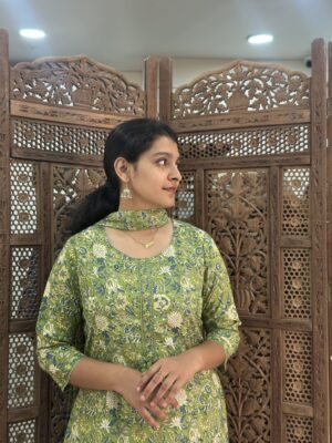 Jaipuri Floral Print Kurta Set with Dupatta