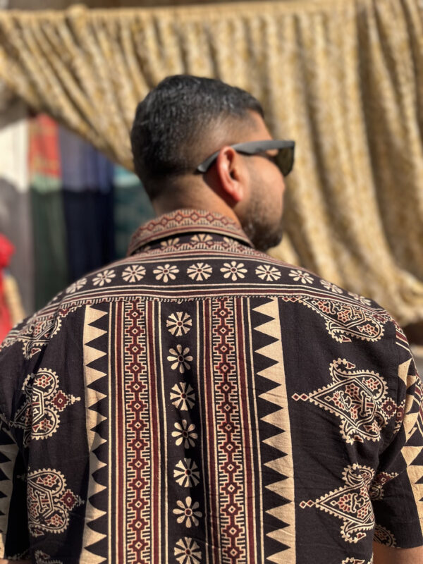 Men's Vegetable Ajrak Block Print Shirt - Image 2