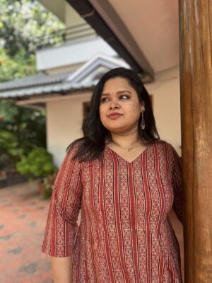 Ajrak Striped Hand Block Printed Panel Kurta