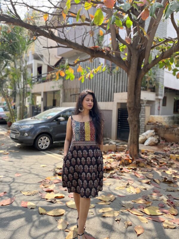 Spagetti Patch-work Aline Natural Ajrak Dress - Image 3