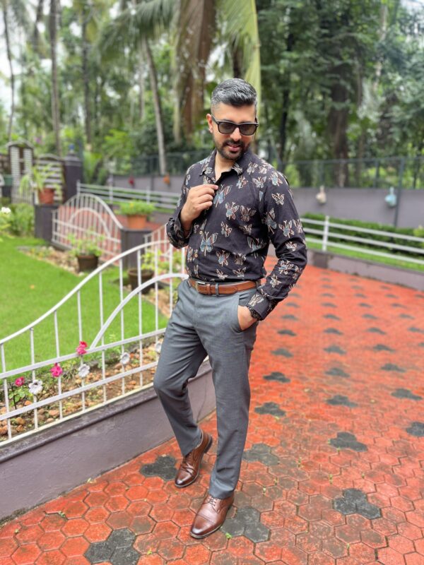 Butterfly Motif Ajrakh Natural Dyed Men's Shirt