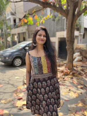 Spagetti Patch-work Aline Natural Ajrak Dress