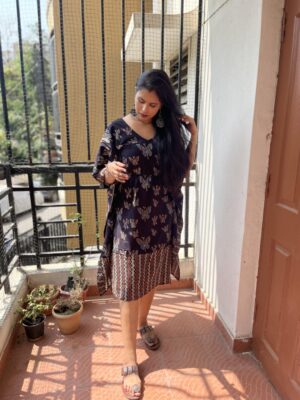 Butterfly Motif Ajrak Print Kaftan